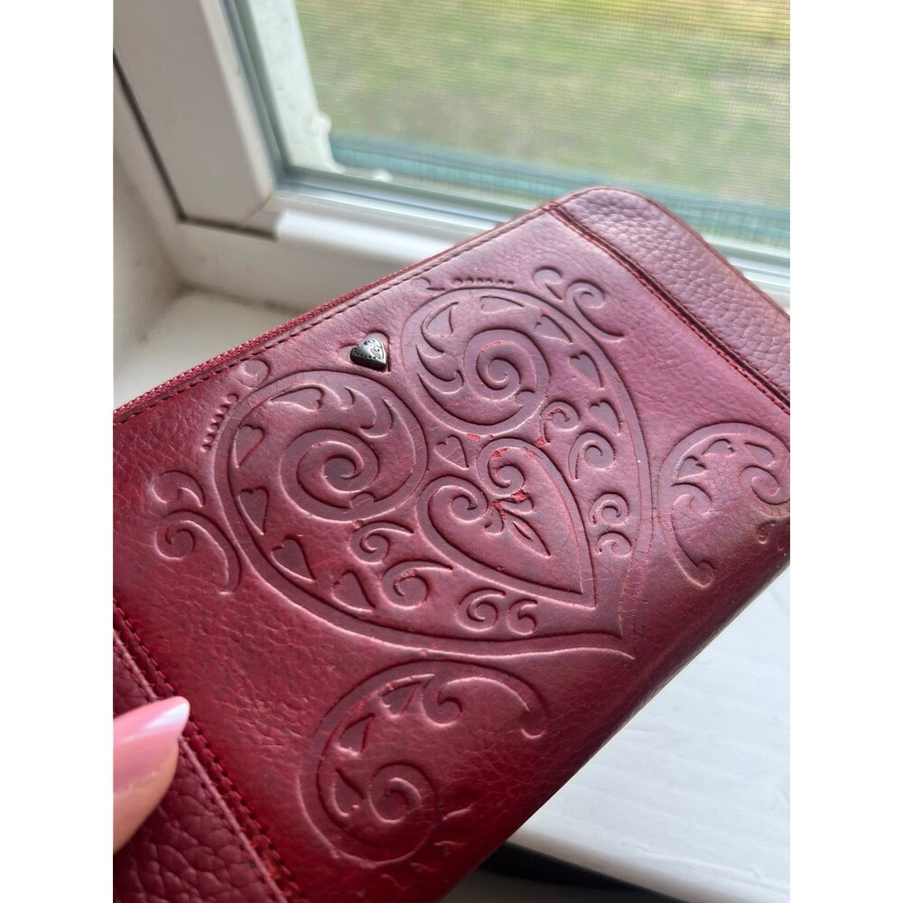Brighton Large Leather All Around Zip Wallet in Lipstick Red - Picture 11 of 12